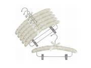 Only Hangers Satin Hangers w Chrome Hook Clips Ivory Pack of 6