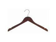Only Hangers Flat Wood Dress Shirt Hanger Walnut Chrome Pack of 25