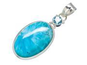 Ana Silver Co Rare Larimar Blue Topaz 925 Sterling Silver Pendant 2