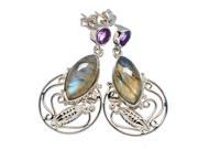 Ana Silver Co Labradorite Amethyst 925 Sterling Silver Signature Earrings 1 1 2
