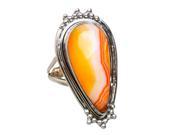 Ana Silver Co Orange Botswana Agate 925 Sterling Silver Ring Size 8