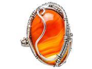 Ana Silver Co Orange Botswana Agate 925 Sterling Silver Ring Size 8.75