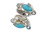 Ana Silver Co Rare Larimar Koi Blue Topaz Cultured Pearl 925 Sterling Silver Earrings 1