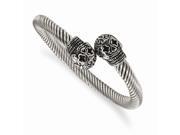 Chisel Stainless Steel Antiqued and Polished Skull Cuff Bangle