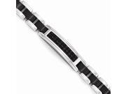 Chisel Stainless Steel Brushed Polished Black IP plated w Leather Bracelet 8.5