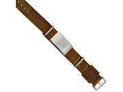 Chisel Stainless Steel Polished Brown Leather Adj. ID Bracelet