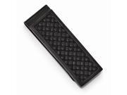 Chisel Stainless Steel Polished Black IP plated w Leather Inlay Money Clip