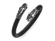 Chisel Stainless Steel Polished and Antiqued Rubber Dragon Bracelet 32