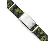 Chisel Stainless Steel Polished Green Camo Fabric Adjustable ID Bracelet 10