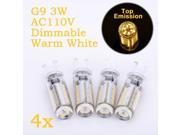 Weanas® 4x G9 Base Dimmable LED Light Bulb Lamp 3 Watt AC 110V Warm White Equivalent to 20W Halogen Track Bulb Replacement 360° Beam Angle UL ETL Certification