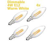 Weanas® 4x 4 Watt E12 Base LED Candelabra Light Bulb Chandelier Candle Bulbs Tungsten Filament Lamp AC 110V Equivalent to 30W Halogen Bulb Replacement