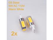 Weanas® 2x G9 Base COB LED Light Bulb Lamp 5 Watt AC 110V Warm White Undimmable Equivalent to 40W Halogen Track Bulb Replacement 360° Beam Angle