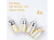Weanas® 4x G4 Base 24 LED Light Bulb Lamp 2 Watt AC DC 12V Warm White Undimmable Equivalent to 15W Halogen Track Bulb Replacement 360° Beam Angle