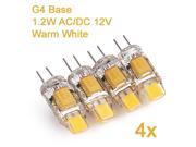 Weanas® 4x G4 Base LED Light Bulb Lamp 1.2 Watt AC DC 12V 10 20V Warm White Undimmable Equivalent to 10W Halogen Track Bulb Replacement 260° Beam Angle