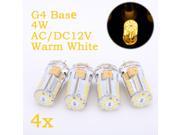 Weanas® 4x G4 Base 57 LED Light Bulb Lamp 4 Watt AC DC 12V Warm White Undimmable Equivalent to 28W Halogen Track Bulb Replacement 360° Beam Angle