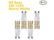 Weanas® 4x G9 Base 51 LED Light Bulb Lamp 2835 SMD 4 Watt AC 110V High Voltage Ceramic Base Plastic Shell Undimmable Equivalent to 25W Halogen Track Bulb Replac