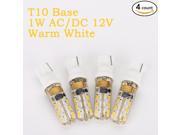 Weanas® 4x T10 Base 24 LED Light Bulb Lamp 1 Watt AC DC 12V Warm White Undimmable Equivalent to 7W Halogen Track Bulb Replacement 360° Beam Angle