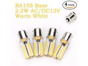 Weanas® 4x BA15S Base 48 LED Light Bulb Lamp 2.2 Watt AC DC 12V Warm White Undimmable Equivalent to 15W Halogen Track Bulb Replacement 360° Beam Angle