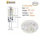 Weanas® 6x G4 Base 24 LED Light Bulb Lamp 1.5 Watt DC 12V Warm White White Undimmable Equivalent to 10W T3 Halogen Track Bulb Replacement 360° Beam Angle