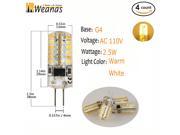 Weanas ® 4x G4 Base 48 LED Light Bulb Lamp 2.5 Watt AC 110V Warm White White Undimmable Equivalent to 17W T3 Halogen Track Bulb Replacement 360° Beam Angle