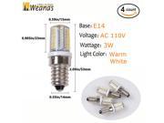 Weanas® 4x E14 Base 64 LED Light Bulb Lamp 3 Watt AC 110V Warm White Undimmable Equivalent to 20W Halogen Track Bulb Replacement 360° Beam Angle