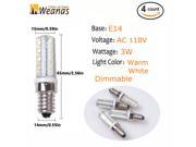 Weanas® 4x 3 Watt E14 Base 72 Dimmable LED Light Bulb Dimming Lamp AC 110V Warm White Dimmable Equivalent to 20W Halogen Track Bulb Replacement