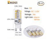 Weanas 4x G9 Base 32 LED Light Bulb Lamp 3 Watt AC 110V Warm White White Undimmable Equivalent to 20W Halogen Track Bulb Replacement