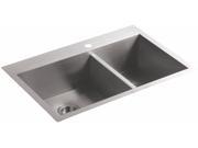 KH K 3823 1 NA Vault 33 X 22 X 9 5 16 Top mount Under mount Large Medium Double bowl Kitchen Sink with Single Faucet Hole