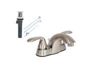 Ez Flo 10377 Two Handle Lavatory Faucet with Pop Up Brushed Nickel