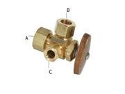 BrassCraft CR3903LRX R1 3 Way Dual Angle Stop Valve Rough Brass