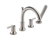 Delta T4759 SS Trinsic 2 Handle Deck Mount Roman Tub Faucet Trim Only with Hand Shower in Stainless