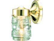 Hardware House 54 4361 1 LT Jelly Jar Wall Light Outdoor Fixture Polished Brass
