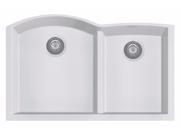 ALFI brand AB3320UM W White 33 Double Bowl Undermount Granite Composite Kitchen Sink