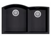 ALFI brand AB3320UM BLA Black 33 Double Bowl Undermount Granite Composite Kitchen Sink