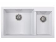 ALFI brand AB3319UM W White 34 Double Bowl Undermount Granite Composite Kitchen Sink