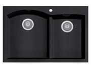 ALFI brand AB3320DI BLA Black 33 Double Bowl Drop In Granite Composite Kitchen Sink