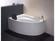 EAGO AM161 R 5 ft. Single Person Corner White Acrylic Whirlpool Bath Tub Drain on Right