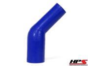 HPS 3 > 4 ID 4 ply Silicone 45 Degree Elbow Reducer Hose Blue 76mm > 102mm ID