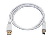 3ft USB 2.0 A Male to B Male 28 24AWG Cable Gold Plated WHITE