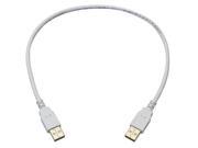 1.5ft USB 2.0 A Male to A Male 28 24AWG Cable Gold Plated WHITE