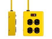 Monoprice 4 Outlet Power Box 180 Joules Metal w 6ft Cord Yellow