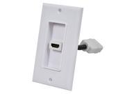 Two Piece Inset Wall Plate with 4 Inch Built in Flexible High Speed HDMI Cable With Ethernet Single Port 1P White