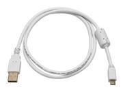 3ft USB 2.0 A Male to Micro 5pin Male 28 24AWG Cable w Ferrite Core Gold Plated WHITE