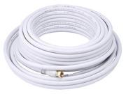 50ft RG6 18AWG 75Ohm Quad Shield CL2 Coaxial Cable with F Type Connector White