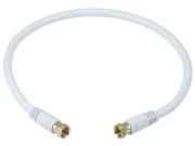 1.5ft RG6 18AWG 75Ohm Quad Shield CL2 Coaxial Cable with F Type Connector White