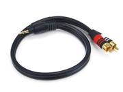 1.5ft Premium 3.5mm Stereo Male to 2RCA Male 22AWG Cable Gold Plated Black