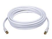 15ft RG6 18AWG 75Ohm Quad Shield CL2 Coaxial Cable with F Type Connector White