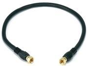 1.5ft RG6 18AWG 75Ohm Quad Shield CL2 Coaxial Cable with F Type Connector Black