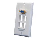 Wall Plate for Keystone 4 Hole w Built In VGA Coupler Gold Plated