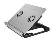 Adjustable Aluminum Laptop Riser Cooling Stand with Built In 70mm Fan Black
